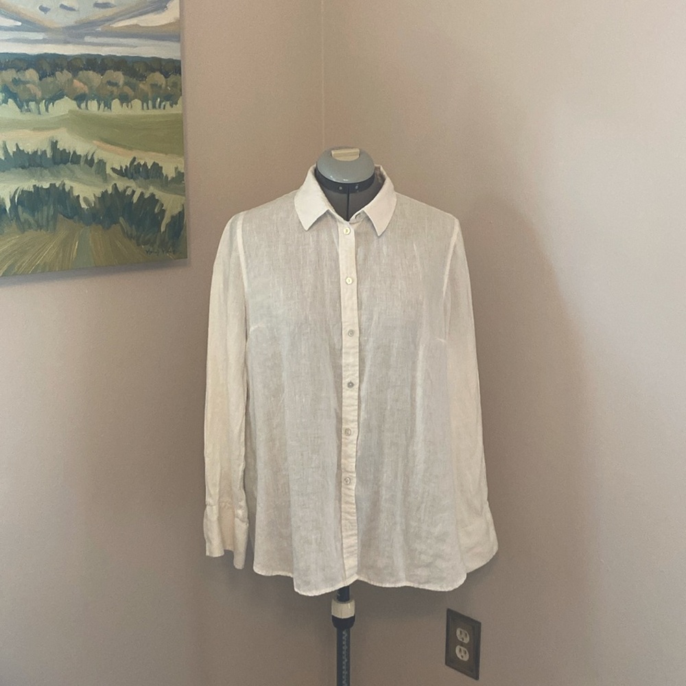 H & M white Linen Shirt